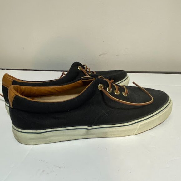 Marine Layer Black Tan Canvas Men's Boat Sneakers Size 9 - Picture 6 of 7